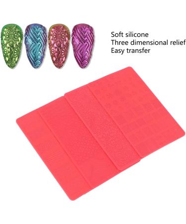 Nail Stamping Template Set - 4PCS 3D Relief Silicone Nail Art Tools for DIY & Salon Use - Perfect for UV Gel Nails - Buy Online on GoSupps.com