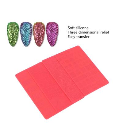 4-Piece 3D-Relief Nail Pressure Template Set | Soft Silicone Manicure & Nail Art Tool for DIY Salon Design - Buy Online on GoSupps.com