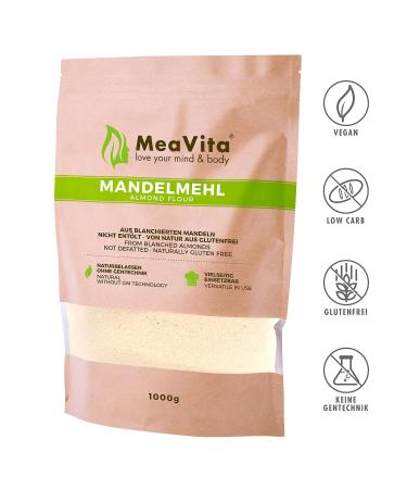 Meavita Almond Flour - Natural Blanched Ground Almonds (1000g) | Protein-Rich & Calorie-Free Sugar Alternative for Baking - 1kg Pack - Buy Online on GoSupps.com