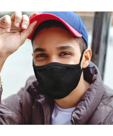 JAGO facial mask-washable 2-layer filter compartment 10-pack 100% cotton for women and men black-community mask makeshift mask everyday mask fabric mask