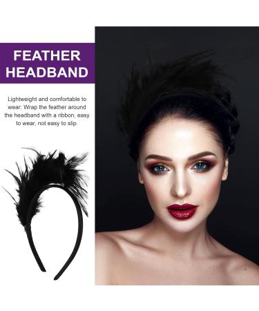 Lurrose 20s Feather Headband - Vintage Black Hairband for Weddings & Gatsby Parties | International Shipping Available - Buy Online on GoSupps.com