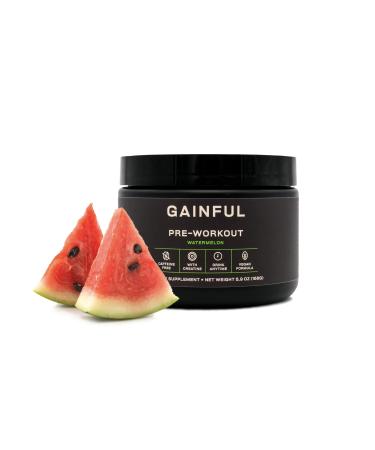 Gainful Pre Workout Powder Caffeine Free with Creatine L Citrulline Beta Alanine BCAA's Energy & Muscle Support Watermelon 14 Servings Watermelon 14 Servings (Decaf)