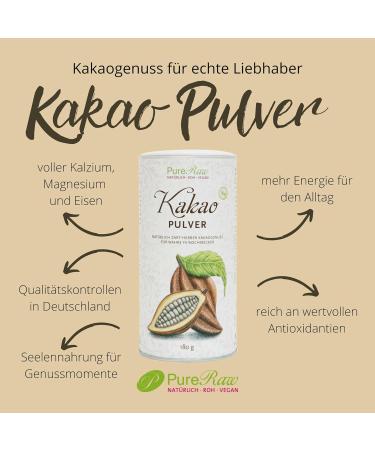 Organic Vegan Cocoa Powder from Ghana - Sugar-Free Baking & Drinking Chocolate | Pureeraw 180g - Buy Online on GoSupps.com