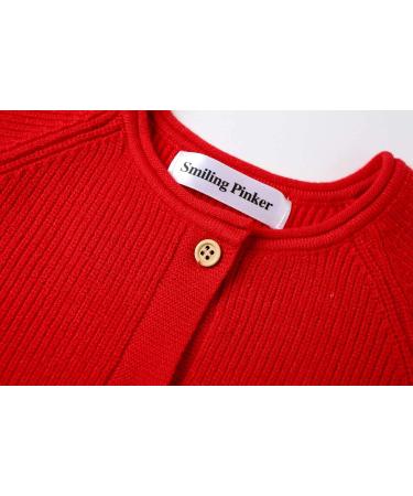 SMILING PINKER Toddler Girls Knit Cardigan | Soft & Warm Sweater with Pockets | 4-5 Years | Red - Buy Online on GoSupps.com