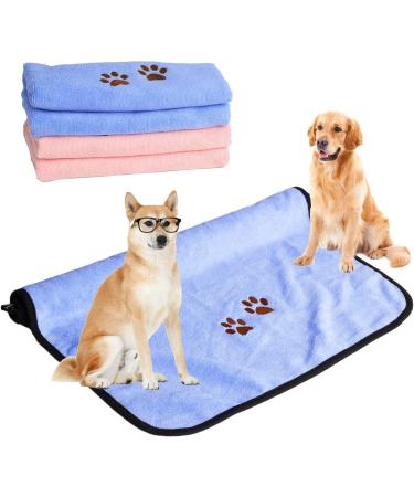 KSvaye 2 pieces of dog towel Extra absorbent 90 x 50 cm microfiber towels for dogs cats quick -drying dog streak soft pet towel pet bath towel towel (blue and pink)