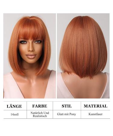 Testar 14 inch Orange Bob Wig for Women | Synthetic Heat-Resistant Ginger Wig for Cosplay & Daily Use - Buy Online on GoSupps.com