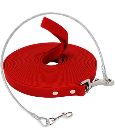 Waterproof drag line for dogs with chew proof tie-out linen 3-30m waterproof training line for large to small dogs robust dog leash (red 15m) 15m red