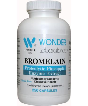 Wonder Labs Bromelain 2000 150mg Proteolytic Pineapple Enzyme Extract Nutritionally Supports Digestive Health - 250 Capsules