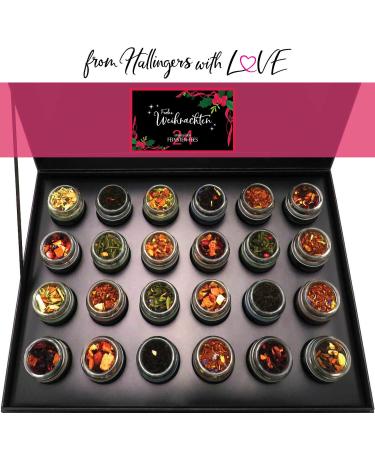 Hallingers Merry Christmas Tea Gift Set - 24 Vegan Varieties in Screw Glasses | Perfect for Mother's Day & Father's Day | Unique Advent Tea Collection - Buy Online on GoSupps.com