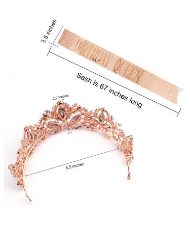 Rose Gold Birthday Crowns for Women - Aprince Tiara Set for Girls | Queen Crown for Wedding, Prom, Halloween - Buy Online on GoSupps.com