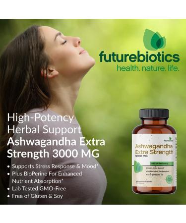 Futurebiotics Ashwagandha Capsules 3000mg - Natural Stress Relief & Mood Support Supplement | 360 Capsules - Buy Online on GoSupps.com