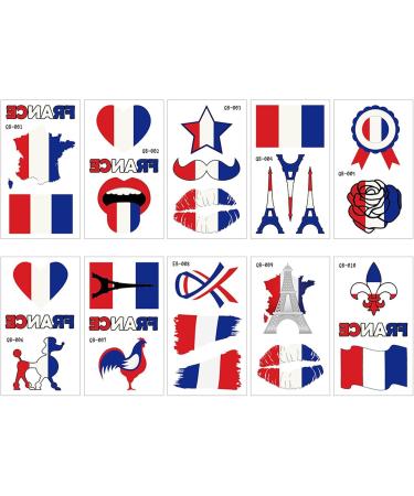 Besreey French Flag Stickers - Waterproof French Flag Body Stickers | Skin-Friendly Colorful Face Stickers Cute Sticker Set for Carnival - Buy Online on GoSupps.com