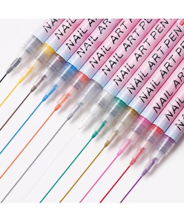 Nail Graffiti Pen Safe 12 Colors DIY Easy Grip Portable Nail Art Pens Set for Abstract Lines - Buy Online on GoSupps.com