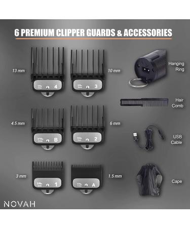 Novah Professional Hair Clippers for Men - Cordless Barber Hair Cutting & Beard Trimmer Kit - Buy Online on GoSupps.com