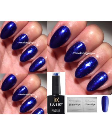 Bluesky SJ15 Royal Blue Crystal Fine Glitter Sparkle Nail Gel Polish UV LED Soak Off 10ml