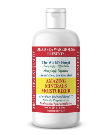 Dead Sea Warehouse   Amazing Minerals Moisturizer   9.3 OZ   Dead Sea Mineral Saturated Moisturizer   Lightweight for Face & Body   Fragrance Free