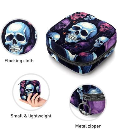Anna Cowper Colorful Funny Skull Sanitary Napkin Storage Bag - Period Pouch for Women and Teens - Multi-colored Design - Nursing Pad and Tampon Holder - 1Pcs - Buy Online on GoSupps.com
