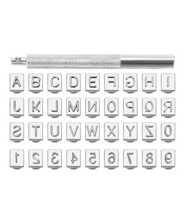Yoption 36Pcs Leathercraft Metal Letter and Number Stamps Punch Set Tool  26 Letters Alphabet & 10 Numbers Imprinted Metal Leather Punching Tools for Leather Belt Bag Hat Shoes Craft Marking (6mm)