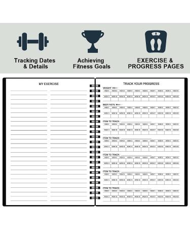Fitness Journal - Workout Journal/Planner 8.3" x 6.3"  Fitness Planner to Track Workout Process  178 Pages with PP Cover + 2 Goals/Note Pages+ Twin-wire Binding Black - Buy Online on GoSupps.com