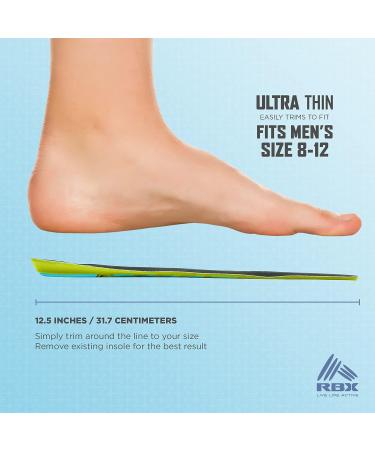 RBX Massaging Sport Gel All Day Comfort Insoles Full Length for Men 8-12 Volt - Buy Online on GoSupps.com