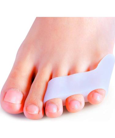 Povihome 10 Pack Pinky Toe Separator and Protectors, Triple Gel Toe Separators for Overlapping Toe, Curled Pinky Toes Separate and Protect White