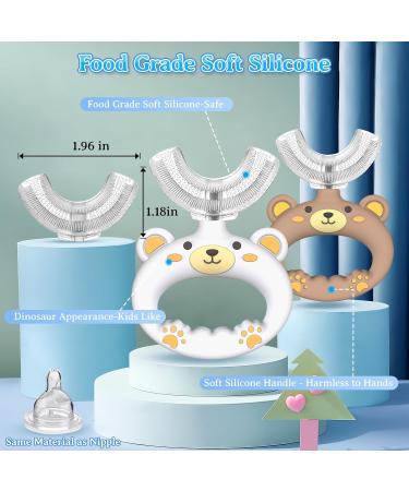 Toddler Toothbrush - U Shaped Silicone Brush for Ages 1-4 360 Manual Oral Care 2PCS Cute Bear Design - Buy Online on GoSupps.com