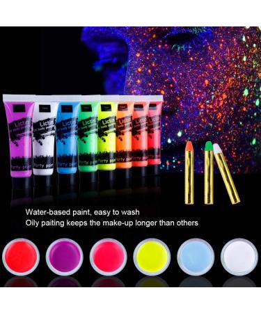 Lictin 43pcs UV Glow Body and Face Paint Set with Glitter, Crayon, and Club Makeup Art Kit - Ideal for Adults, Kids, Party, and Carnival - 43 Count - Buy Online on GoSupps.com