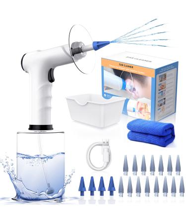Ear Wax Removal Kit - Ear Cleaner Electric Ear Cleaning Kit with 5 Led Lights Ear Irrigation Flushing System with 4 Pressure Modes Ear Cleaner for Adults and Kid Ear Wax Removal Tool (Black)