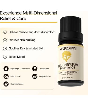 Morovan Helichrysum Essential Oil: 100% Pure & Organic Helichrysum Oil for Aromatherapy, Skin Rejuvenation, and Stress Relief | for Both Men & Women | 0.34 oz - Buy Online on GoSupps.com