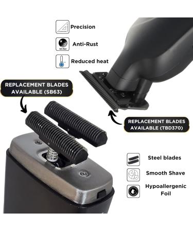 Supreme Trimmer Vader & CRUNCH Foil Shaver Kit | Professional DLC T-Blade Beard Trimmer ST3778 & Waterproof IPX6 Shaver Set | Black Barber Haircutting Tools for Precision Grooming - Buy Online on GoSupps.com