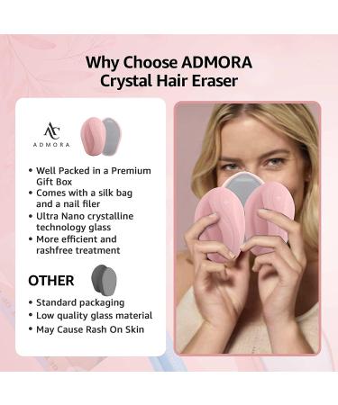 Crystal Hair Eraser - Nano Painless Hair Removal Tool for Men and Women | Fast & Easy Exfoliation Stone | Soft Smooth Silky Skin | Nail Filer Included | Rose Red - Buy Online on GoSupps.com