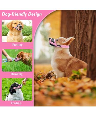 Adjustable Soft Nylon Dog Muzzle for Small to Medium Dogs - Breathable Mesh Design for Biting, Barking, Eating Prevention - Pink S - Buy Online on GoSupps.com