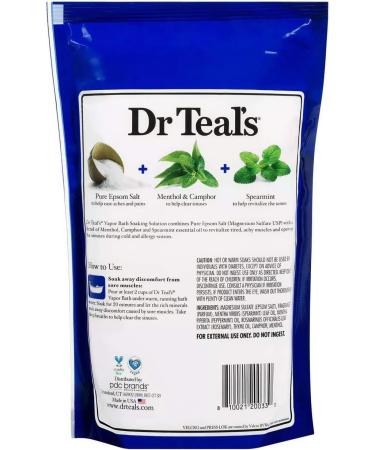 Dr. Teal's Pure Epsom Salt Vapor Bath Soaking Solution Gift Set - Menthol Camphor & Spearmint Essential Oils for Sinus Relief (2 Pack, 2lbs each) - Buy Online on GoSupps.com