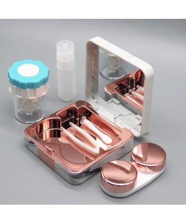 Portable Rose Gold Contact Lens Case with Cleaner Washer Eye Lens Applicator & Solution Bottle - Travel Size Kit for Daily Use - Buy Online on GoSupps.com