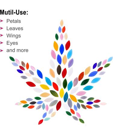 Yoption 100 Pieces Petal Mosaic Tiles - Hand-Cut Stained Glass Flower Leaves for Art & Home Decor - Mixed Color - Buy Online on GoSupps.com