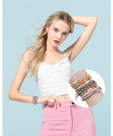 Hasoar Boho Hair Ties Bracelet Pack - 50pcs, 20+ Colors, No Damage Elastics for Thick Hair - Buy Online on GoSupps.com