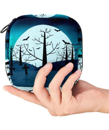 Menstruation Pad Bag with Zipper - Stylish Tampon & Napkin Bags for Women & Girls | Moonlight & Halloween Designs - International Shipping - Buy Online on GoSupps.com