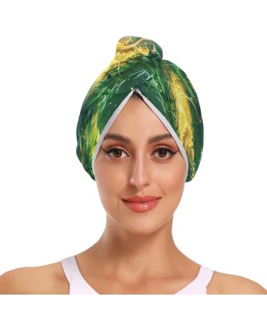 A Green and Yellow Dragon Head Hair Towel 2 Pack Super Absorbent Hair Drying Towel Quick Dry Hair Turbans Head Towel with Button Twisty Wrap for Women Girls
