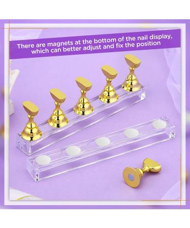 Prously 2 Sets Magnetic Nail Display Stand for Fingernail DIY Art - Gold | False Nail Manicure Tool for Home & Salon - Buy Online on GoSupps.com