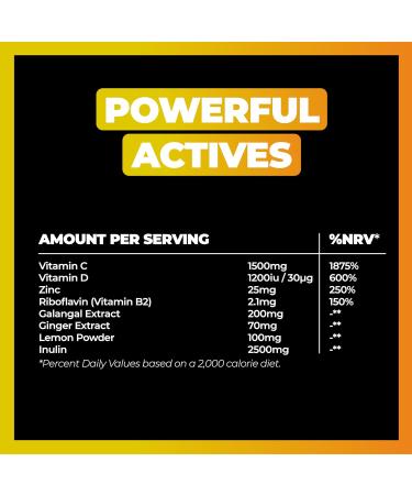 Tonic Health High Dose Immunity Drink Immune Booster Sachets Multivitamins High Strength Mix of Vitamins C D Zinc & Plant Extracts 10 Count - Lemon & Ginger - Buy Online on GoSupps.com