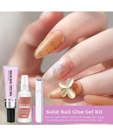 Solid Nail Glue Nail Glue Kit For Press On Tips Quick Drying Adhesive Solid Rhinestone Glue With Remover For Press On Nails Tips Salon Art Lamp Curing Needed - Buy Online on GoSupps.com