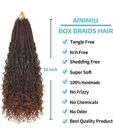Ainimiu 18 Inch Goddess Box Braids Crochet Hair Bohomian Crochet Box Braids Curly Ends 8 Pack Crochet Braids Synthetic Braiding Hair Extension Black 18 Inch(Pack of 8) T30# - Buy Online on GoSupps.com