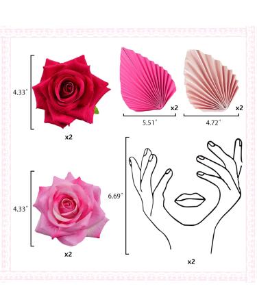 JeVenis Rosa Acrylic Minimalist Art Lady Face Cake Topper Pink Rose Cake Topper Gold Palm Leaves Wedding Cake Toppers for Wedding Bridal Shower Birthday Party - Buy Online on GoSupps.com