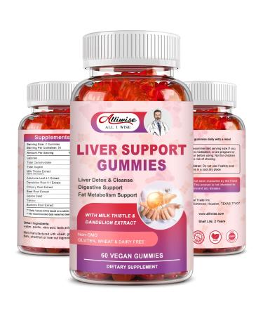 Liver Support Gummies with Milk Thistle & Dandelion Extract 80% Silymarin Extract Liver Cleanse Detox & Repair Natural Liver Health Formula