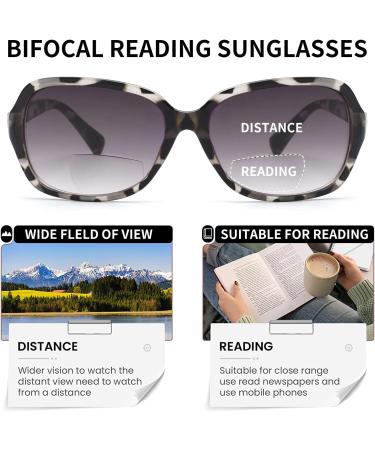 JM Classic Bifocal Reading Sunglasses for Women - Vintage UV Protection Outdoor Glasses in Gray Tortoise 2.25x - Buy Online on GoSupps.com