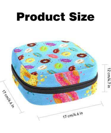 Stylish Menstruation Pad Bag with Zipper - Colorful Blue Donut Design for Women & Girls | Tampons & Napkin Storage - Buy Online on GoSupps.com