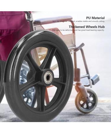 16cm Black PU Wheelchair Wheel Replacement with Metal Ball Bearing Thickened 5-Hole Hub Rollator Solid Wheel Walker Caster Accessory - Buy Online on GoSupps.com