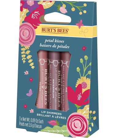 Burt's Bees Lip Colour Gift Set - Lip Shimmers in Peony, Rhubarb, and Fig Shades - 3x2.6g - Petal Kisses - Peony, Fig, and Watermelon - Buy Online on GoSupps.com