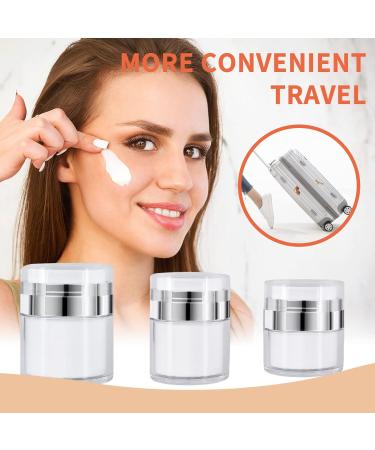 3Pcs Portable Airless Pump Cosmetic Containers - 15ml, 30ml, 50ml Sizes - Refillable Travel Bottles for Lotions, Creams, Makeup - Buy Online on GoSupps.com