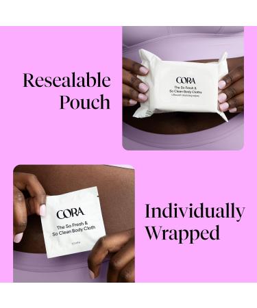Cora Lavender Scented Body Cloths - 60 Count, pH Balanced, Moisturizing and Hydrating, Intimate Cleansing Wipes - Pack of 2 - Buy Online on GoSupps.com